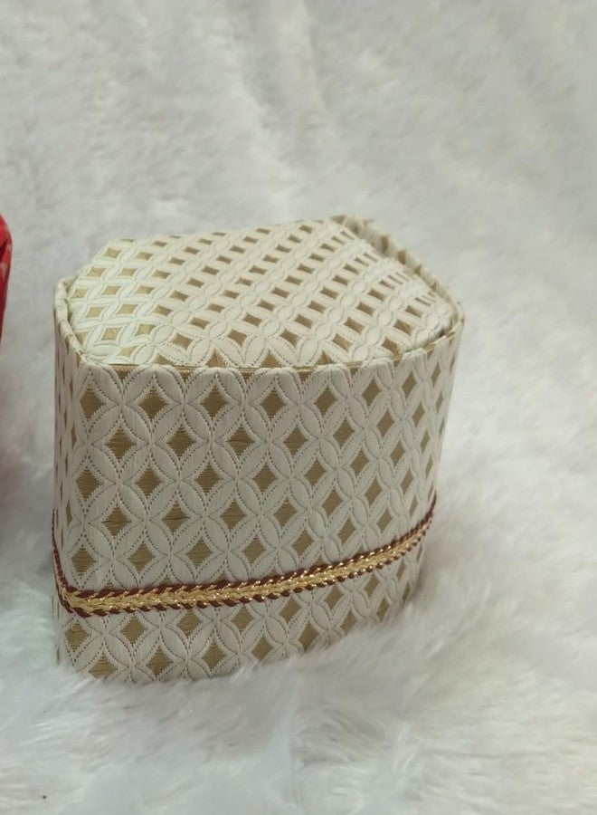Firstdemand Traditional Golden Printed Brocade Topi for Men, Wedding Cap, Pooja Turban, Handstitch Ready to Wear - Image 4